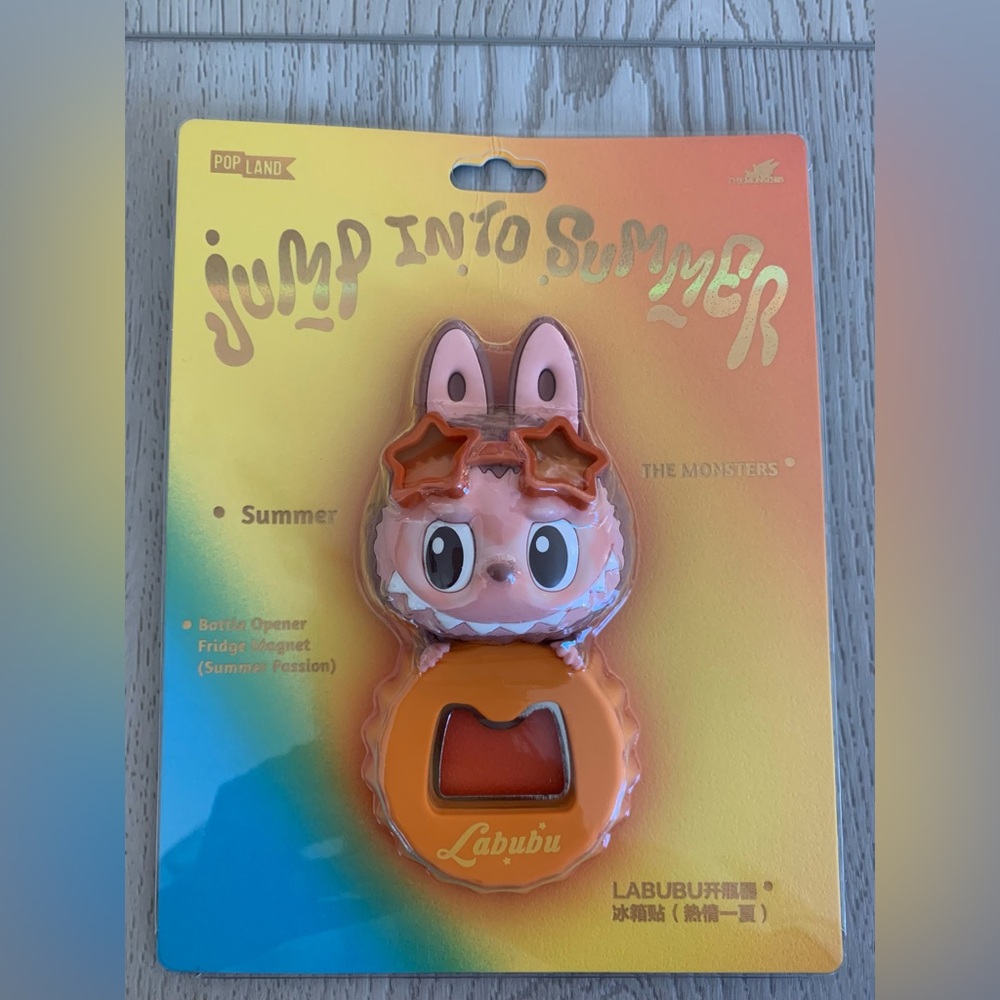 PopMart The Monsters Jump Into Summer Labubu Bottle Opener Magnet New